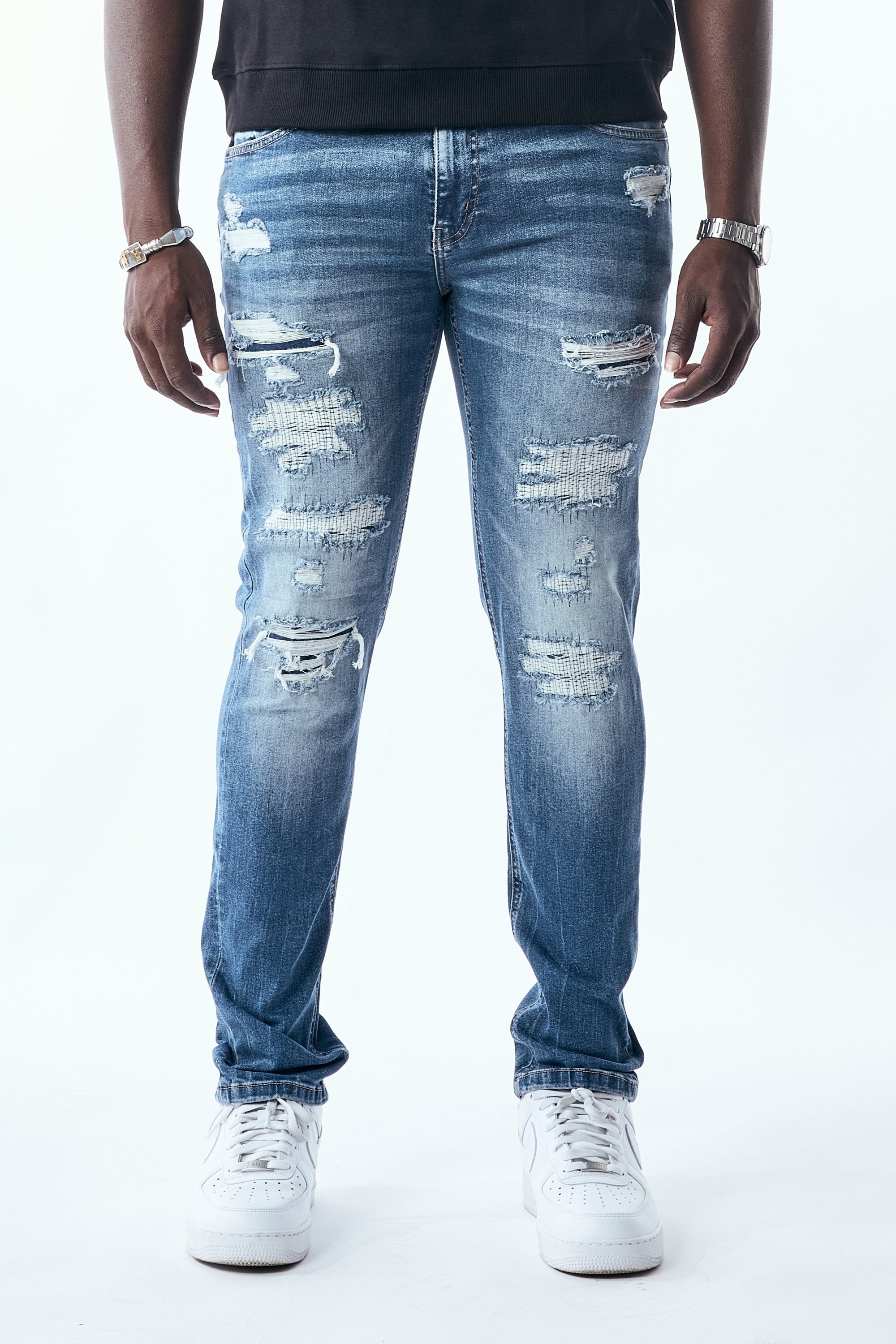 STACKED FIT - MED BLUE