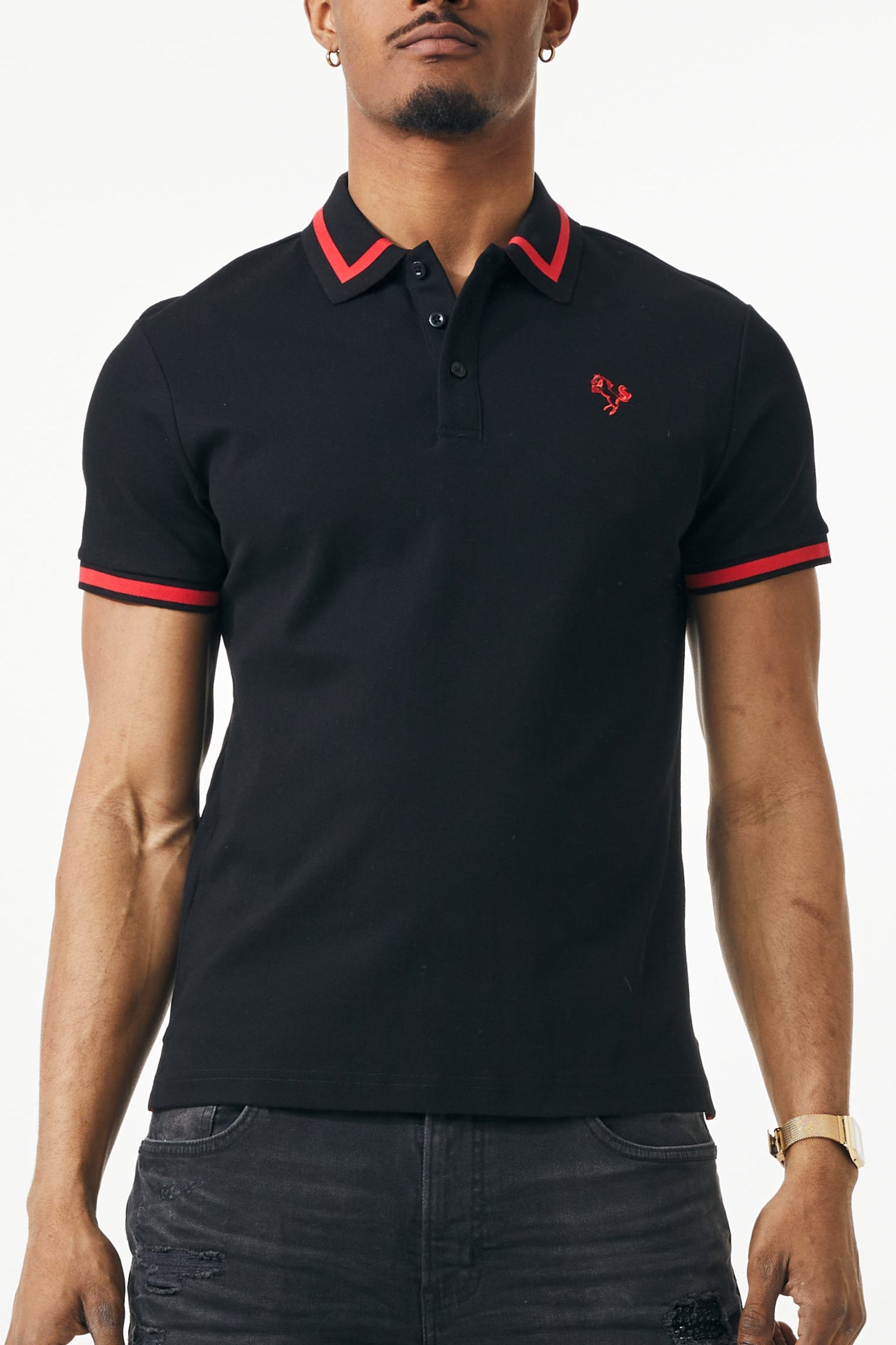 POLO SHIRTS - RED BLACK
