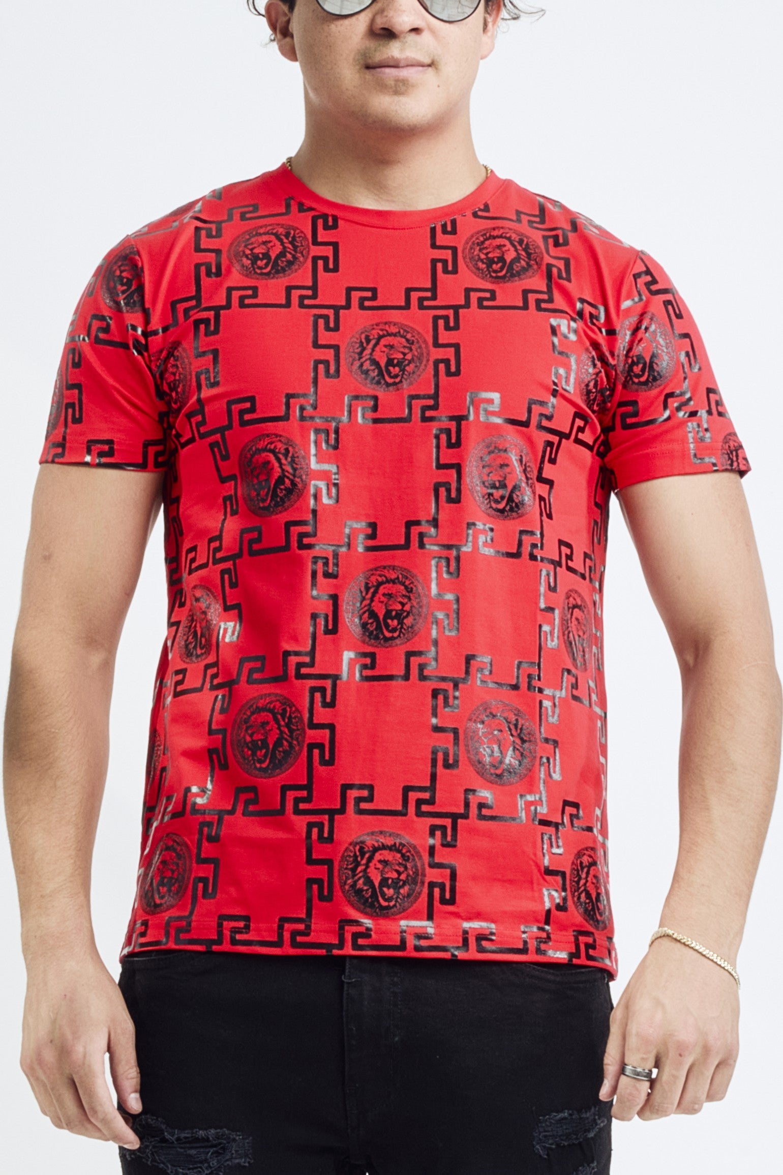 M.Society Men's Mosaic Lion Reflective Graphic Shortsleeve T-Shirt