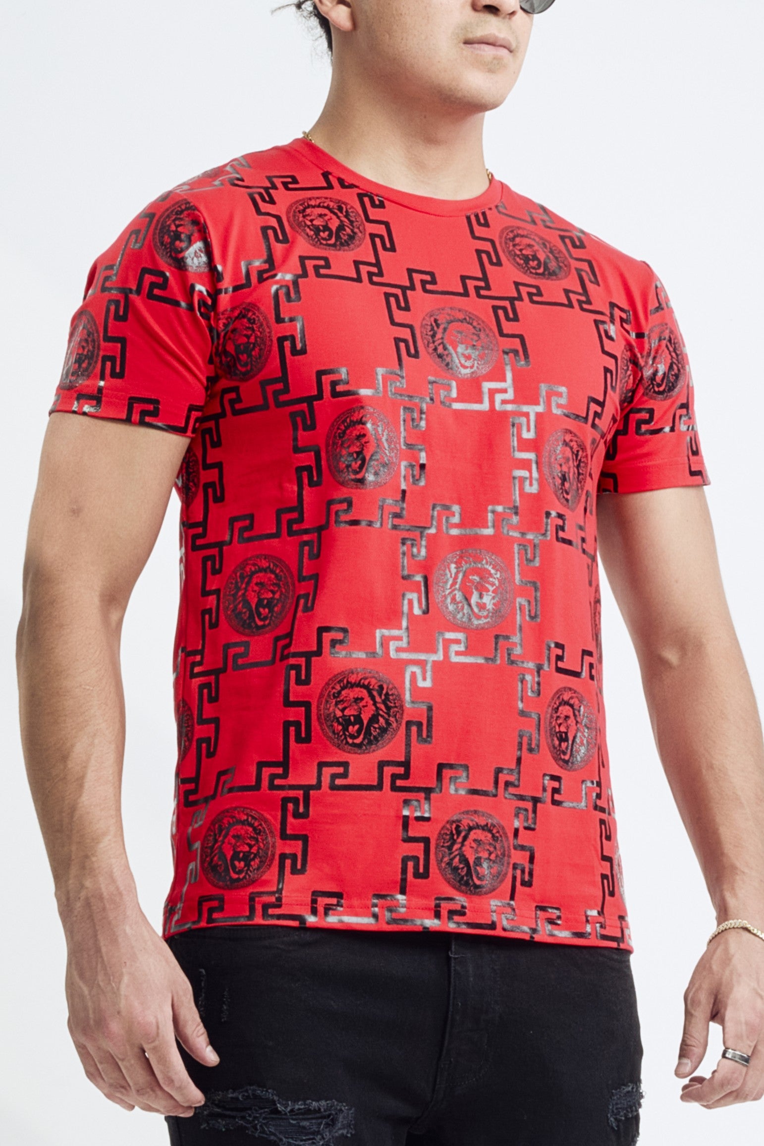 M.Society Men's Mosaic Lion Reflective Graphic Shortsleeve T-Shirt
