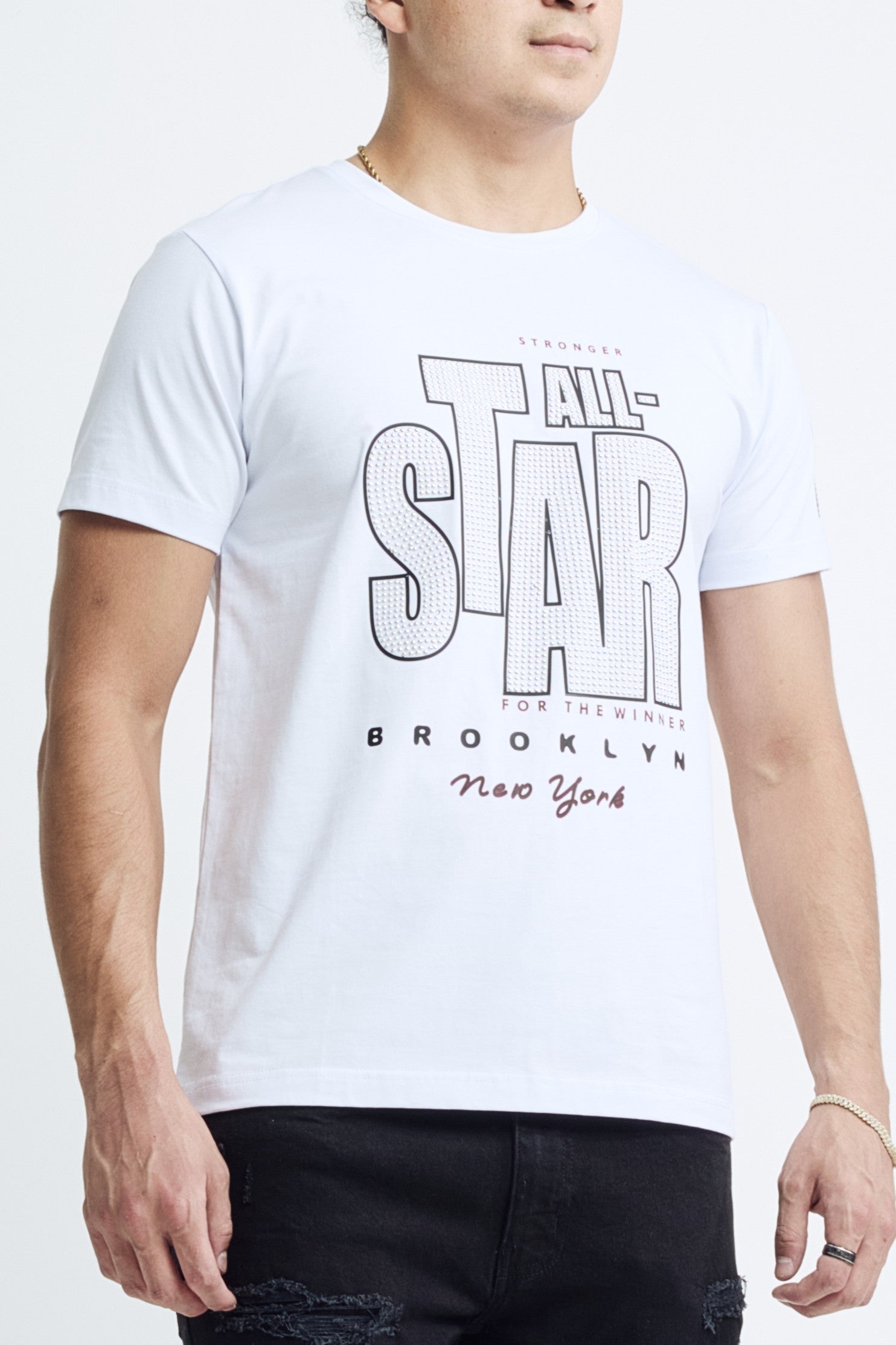 M.Society Men's All Star Rhinestone Graphic Tee - White – M.SOCIETY