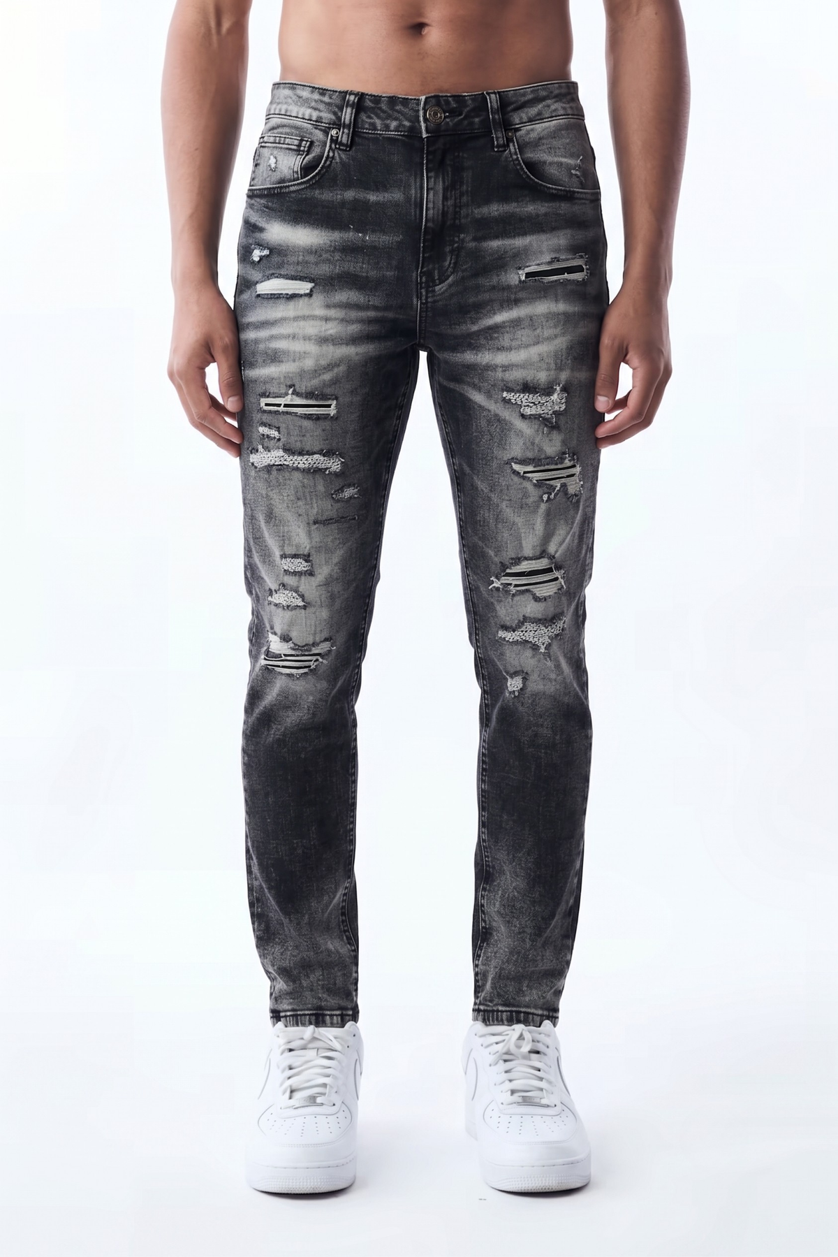 SLIM STRAIGHT JEAN - BLACK MARBLE