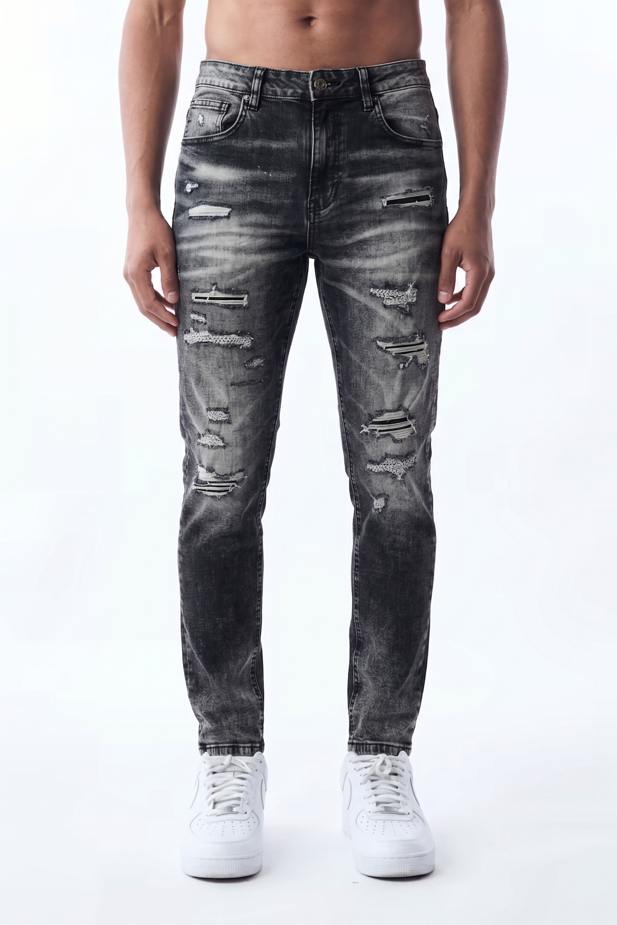 SLIM STRAIGHT JEAN - BLACK MARBLE
