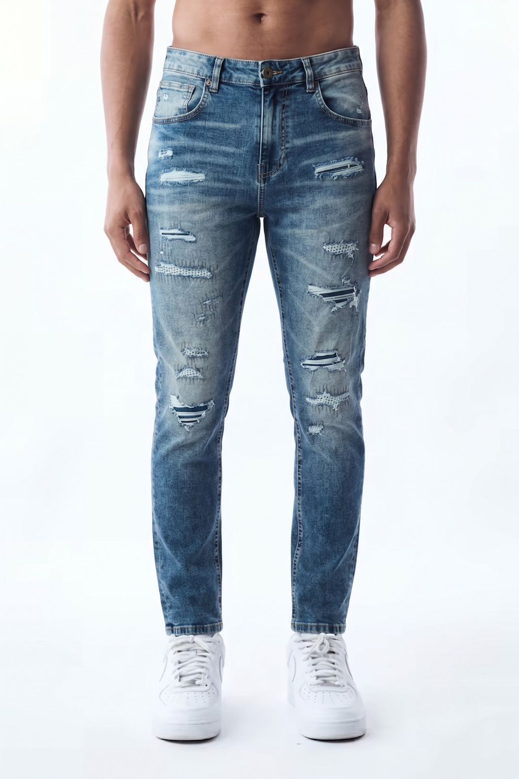 SLIM STRAIGHT JEAN - BLUE MARBLE