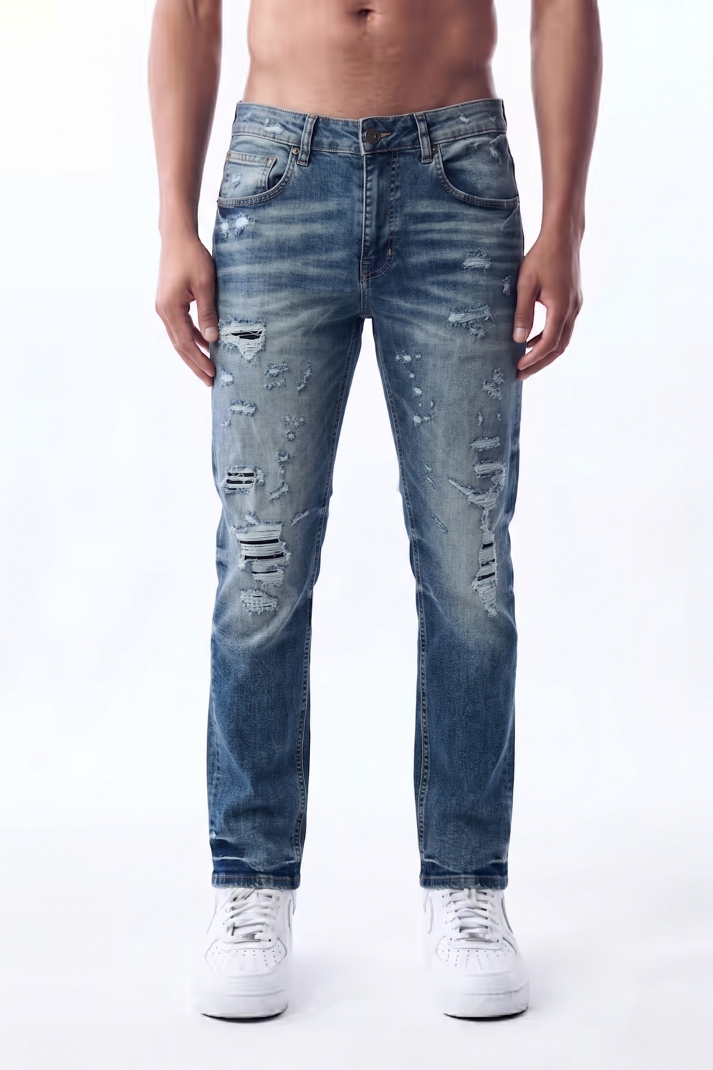 SLIM STRAIGHT JEAN - MEDIUM BLUE