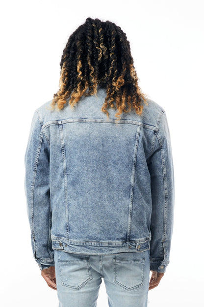 Denim Jacket with Sherpa Lining in Medium Blue - M.Society