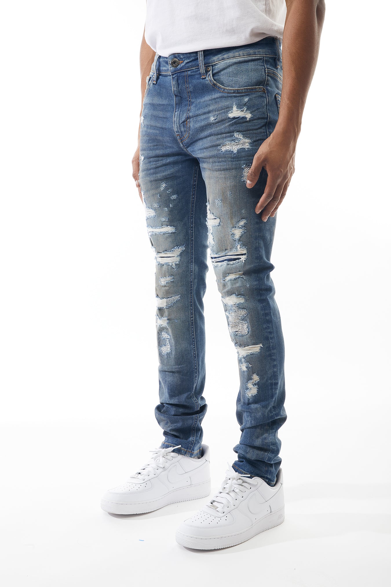 Ripped and Repaired Denim Jeans - M.Society