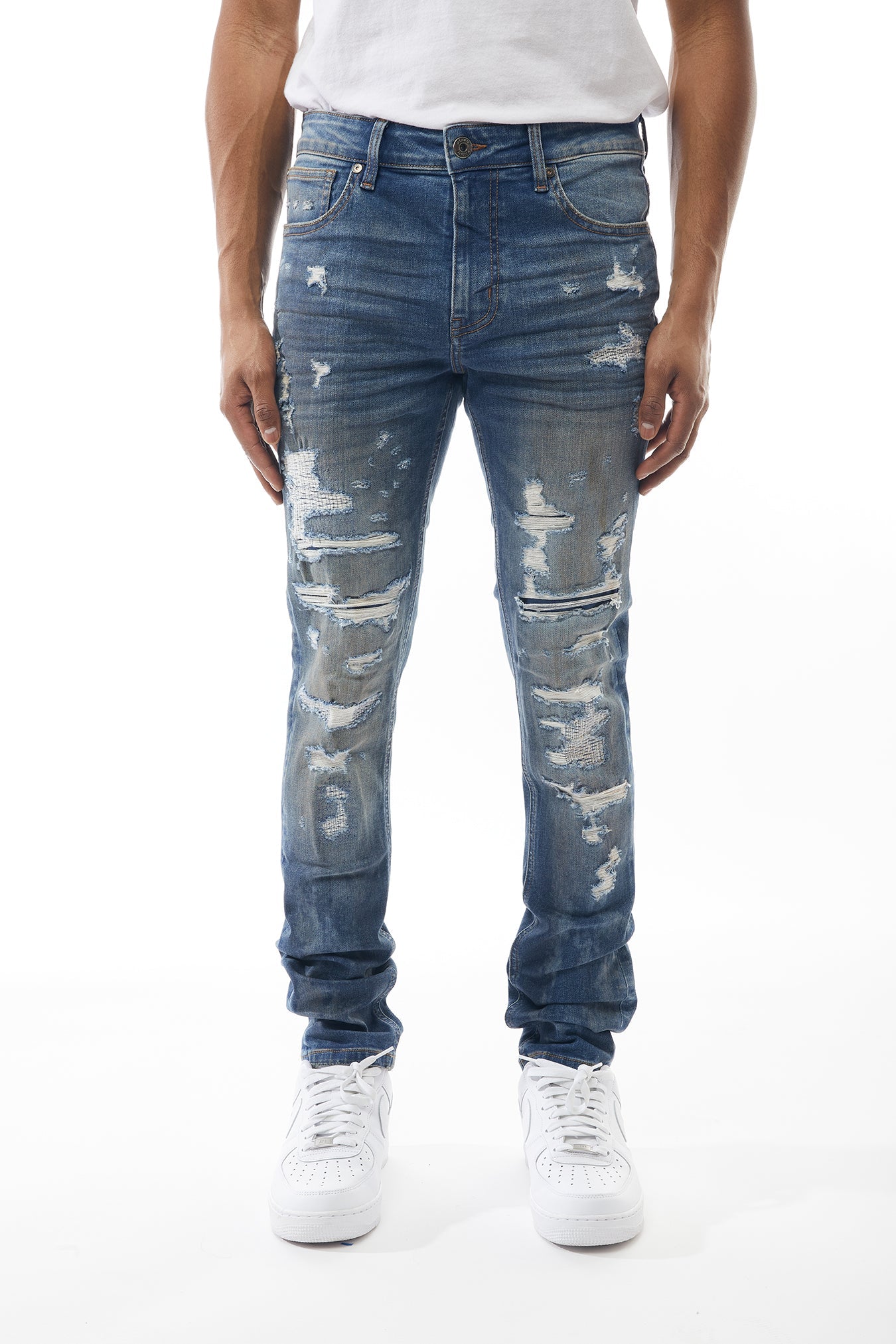 Ripped and Repaired Denim Jeans - M.Society