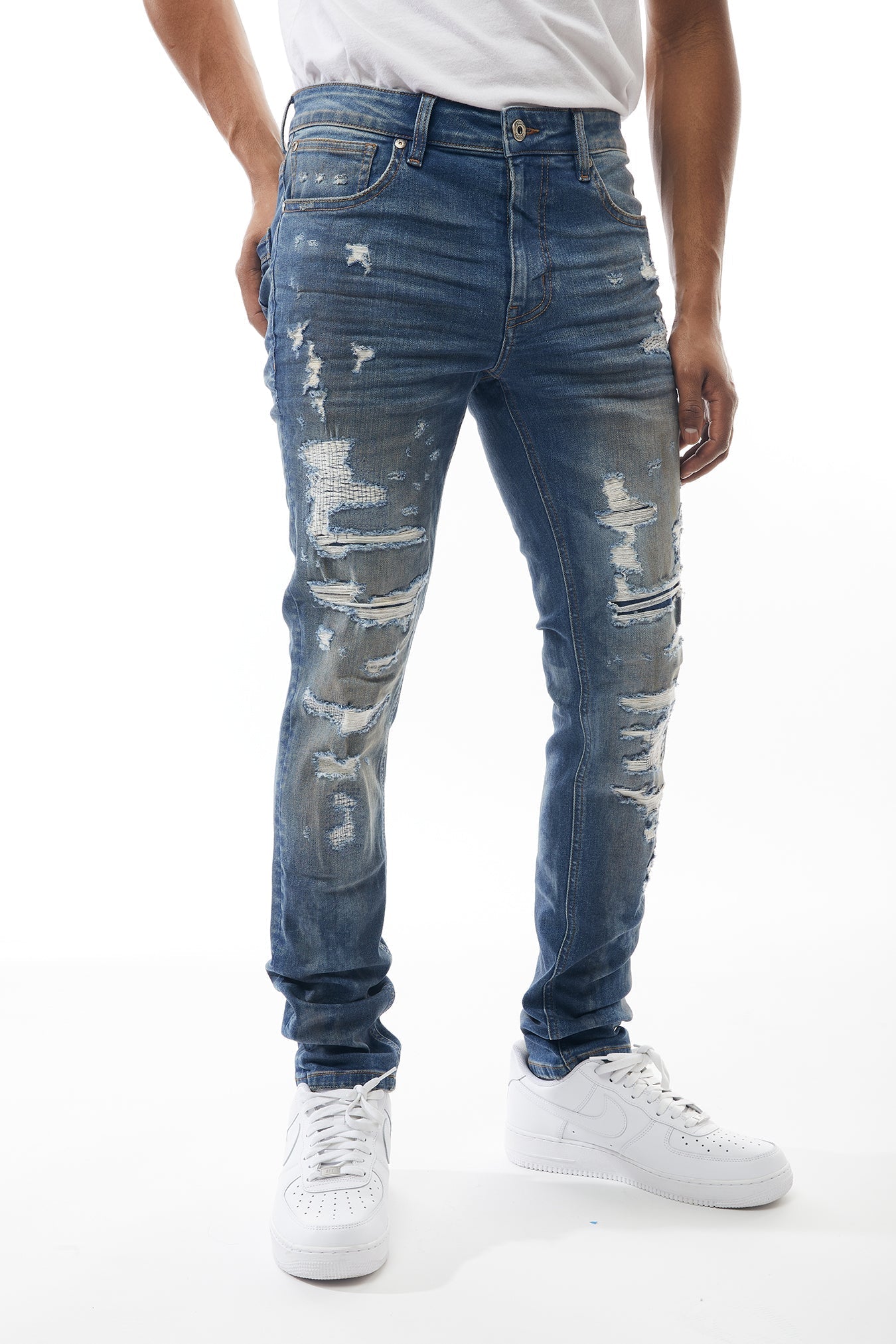 Ripped and Repaired Denim Jeans - M.Society