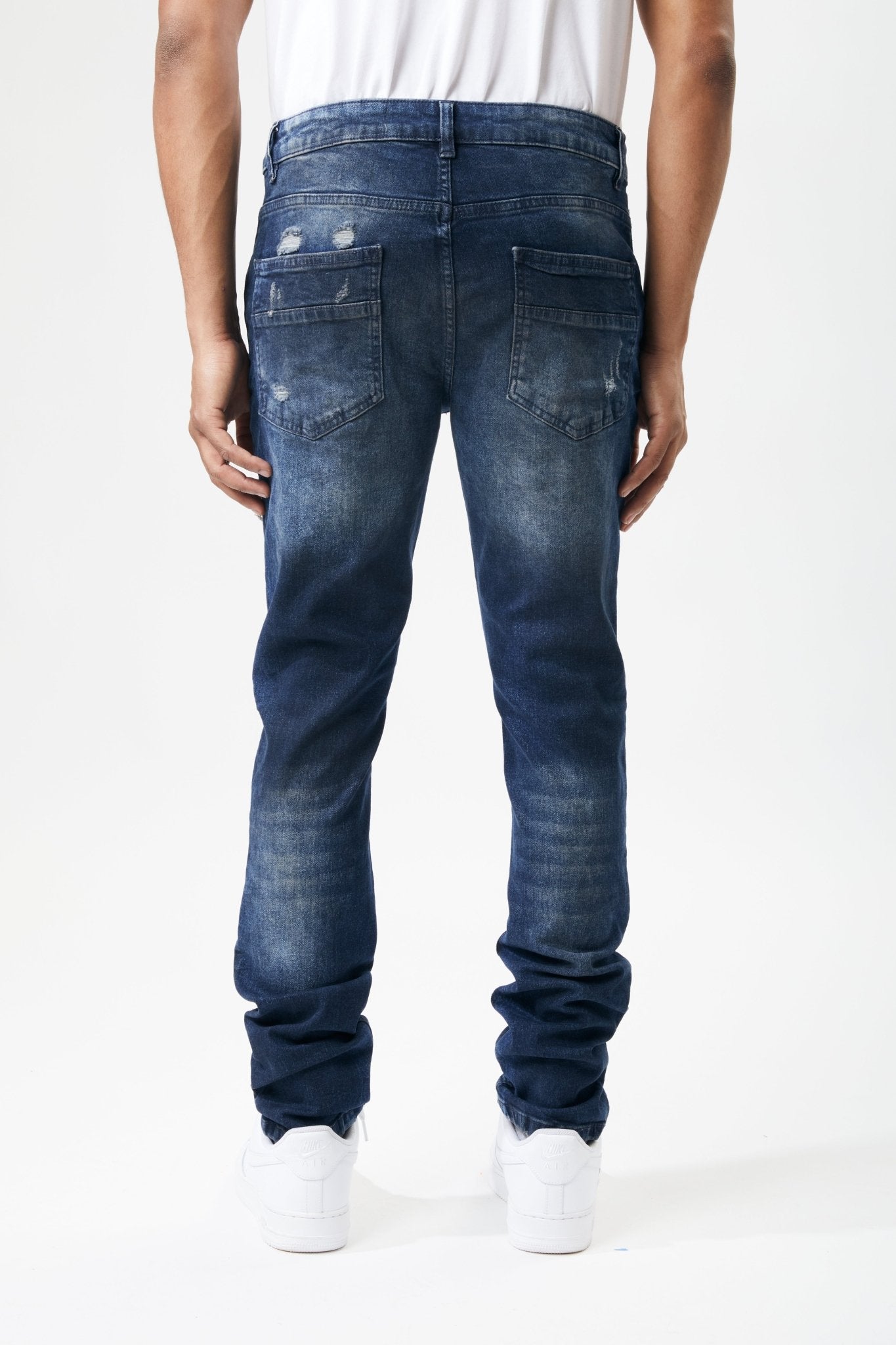 Ripped and Repaired Denim Jeans in Ink - M.SOCIETY