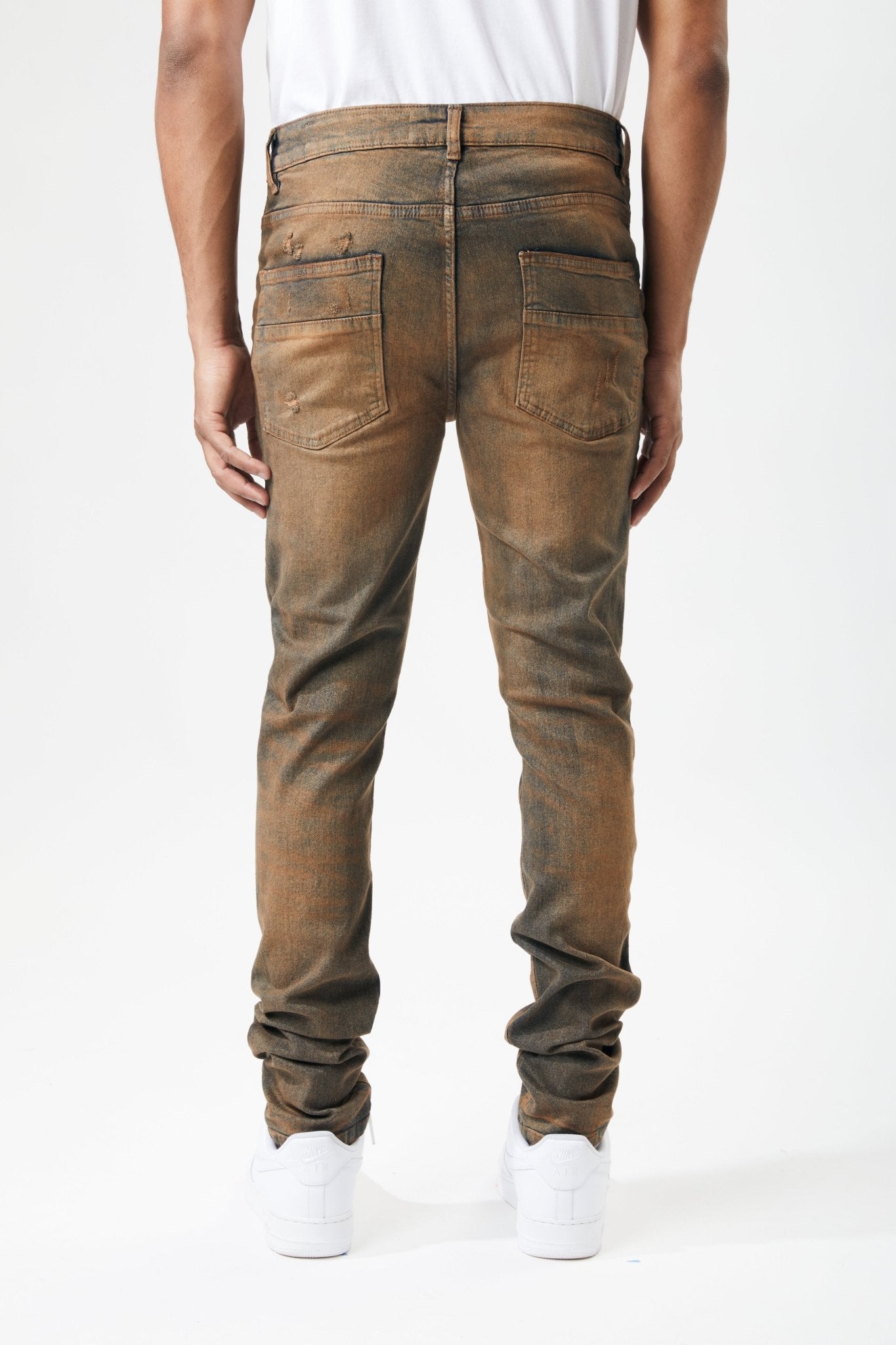 Ripped and Repaired Denim Jeans in Timber - M.SOCIETY