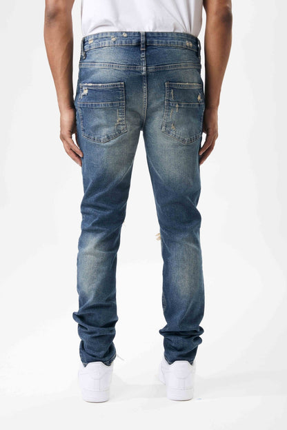 Ripped and Repaired Denim Jeans in Tint Blue - M.SOCIETY